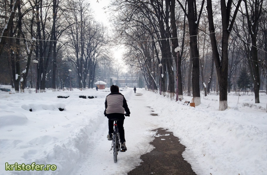 Cu bicicleta pe zapada in Parcul Cancicov (2)