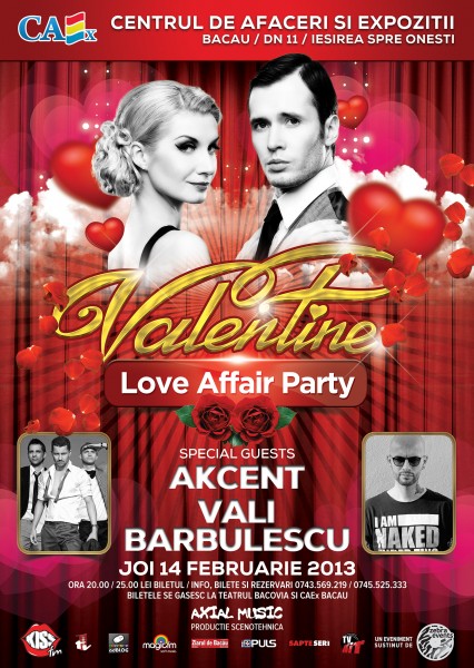 Valentine Love Affair Party, cu Akcent şi Vali Bărbulescu @ CAEx