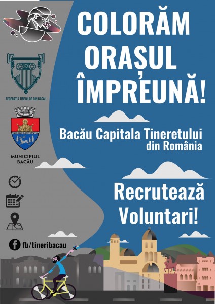 afis campanie voluntari bacau capitala tineretului