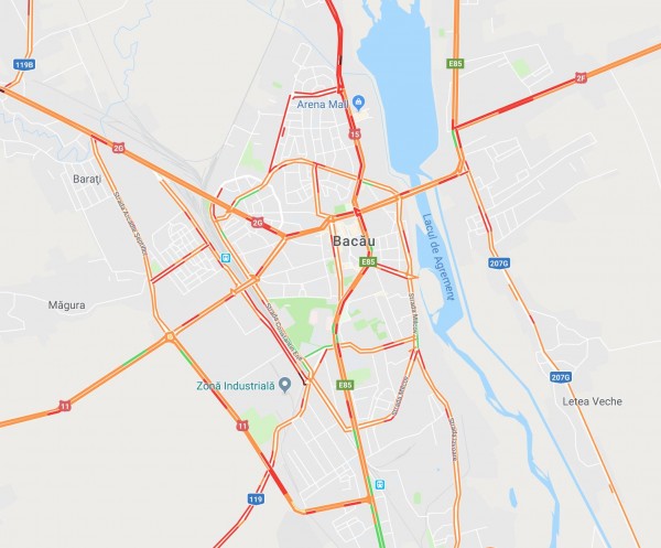 bacau trafic rosu google maps